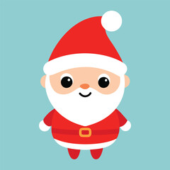 Funny Christmas Baby Cute Santa Claus with Santa Claus Hat Clipart Vector Illustration