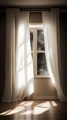 A window with white curtains