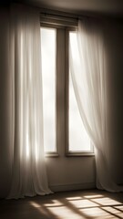 A window with white curtains