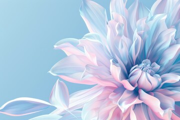 Obraz premium Delicate pastel blue flower blossom on blue background. Floral background image ideal for beauty, nature, spring, and floral design concepts
