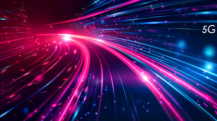 Obraz premium illustration light speed type curve colorful and vibrant for internet speed of 5G