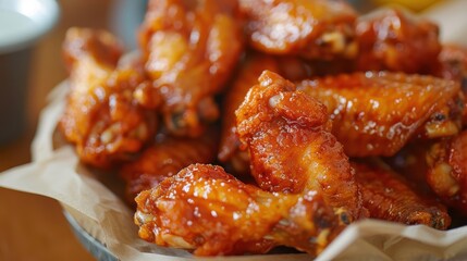 Delicious spicy chicken wings in a mouthwatering sauce