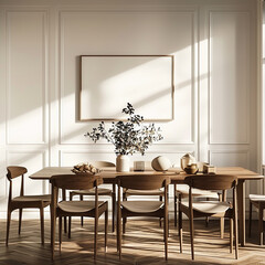 Stylish dining room with stylish chairs board mockup generated.AI