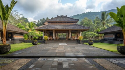 Beautiful traditional villa with lush green surroundings