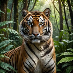 tiger in  jungle,tiger, lion king ,animals in jungle,top level view ,beautifull view, simple background