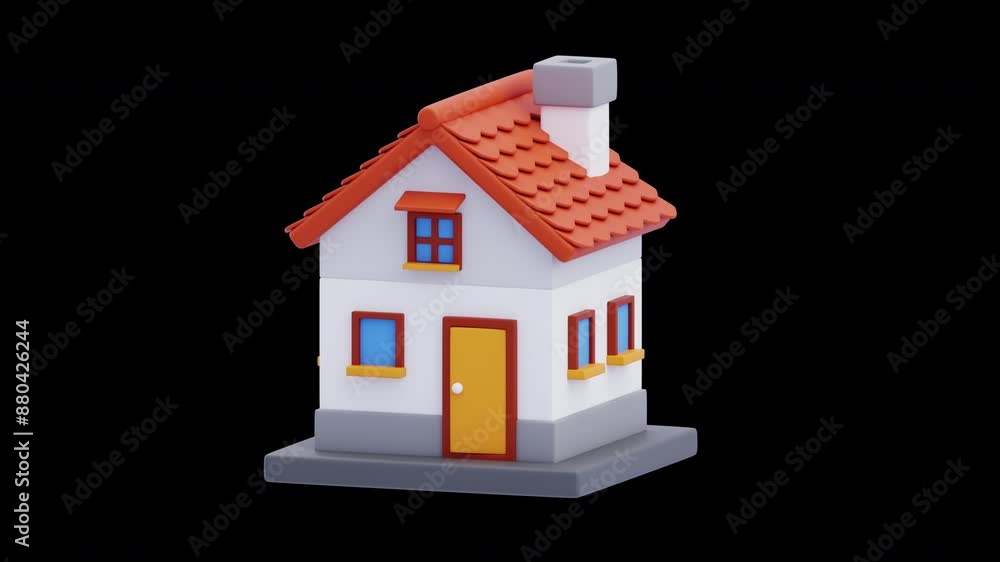 Poster 3d animation of house building | alpha channel