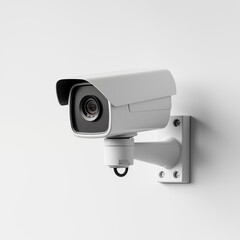 Modern security camera on a white wall, Generative Ai