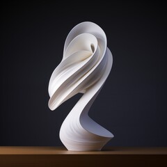 Stunning white sculptural whirl, Generative Ai