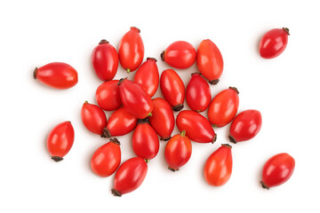 Rose hip isolated on a white background with full depth of field. Top view. Flat lay.