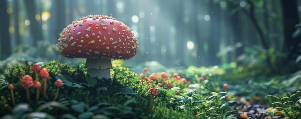Whimsical mushroom fairy ring in a magical forest, 4K hyperrealistic photo