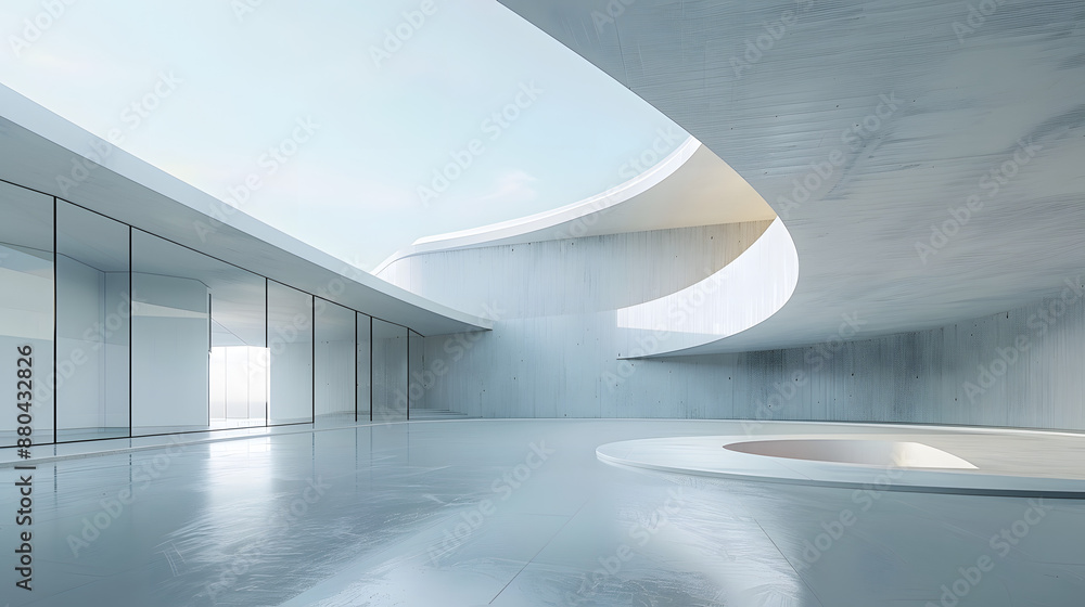 Poster empty minimal abstract architecture building interior or exterior concrete design open space floor c