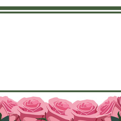 horizontal template with space for text with pink roses