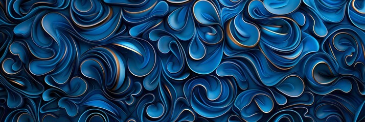 Abstract blue swirls pattern with a deep depth of field.