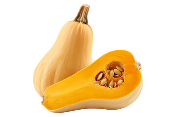 butternut squash isolated on a white background, great for autumn themes and decorations.