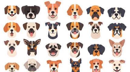 Fototapeta premium Cute Dog Faces Illustration Set