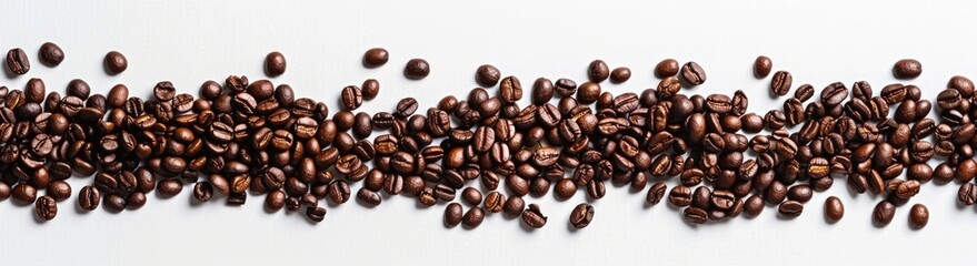Obraz premium Coffee Beans Scattered on White Background