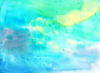 Dégradé d'aquarelle bleu ciel sur une feuille texturée