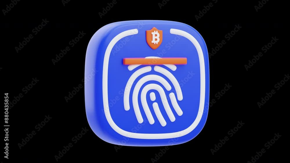 Poster 3d animation of successful fingerprint scan | alpha channel
