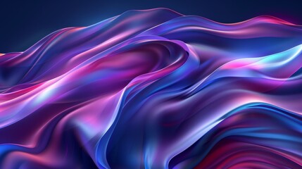 Fototapeta premium An abstract dark blue background with ultraviolet neon glow, blurry light lines, and waves