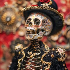 Fototapeta premium Evening light on anatomy figures, spectral remains, steampunk style, intricate details, high detail
