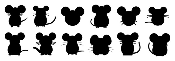 Mouse rat silhouette set vector design big pack of illustration and icon