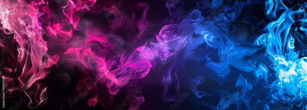 Sticker A dark abstract background with magic smoke and sparks, neon lighting.