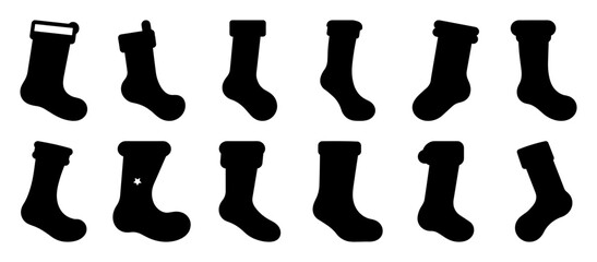 Sock winter silhouette set vector design big pack of illustration and icon