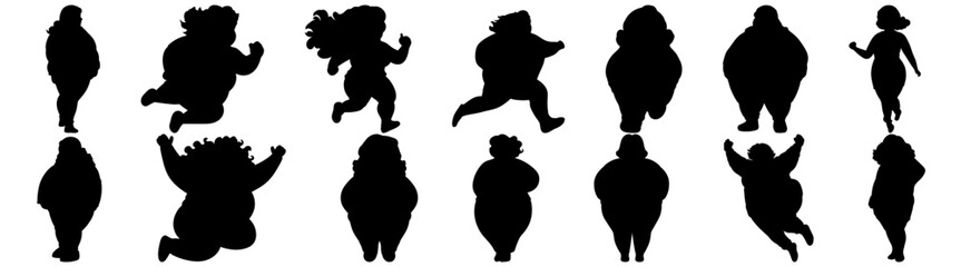 Fat woman silhouette set vector design big pack of illustration and icon