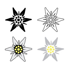 Set icons of Edelweiss. Simple illustration of Edelweiss vector icon for Internet. Traditional Bavarian symbol.