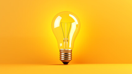 3D light bulb on yellow background
