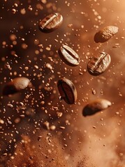 Coffee Beans in Motion - A Burst of Flavor