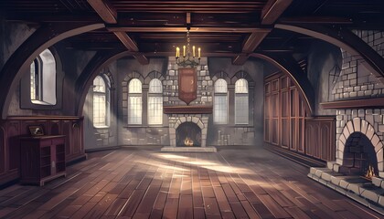 Obraz premium Illustration of medieval castle hall