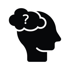 Question mark inside human mind, concept icon of brainstorming in trendy style