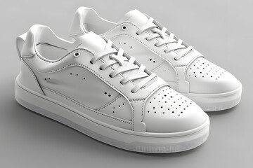 3D white model of a pair of sneakers mock up isolated on white background