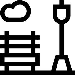 Vector Icon park, amusement park, bench, leisure, lights