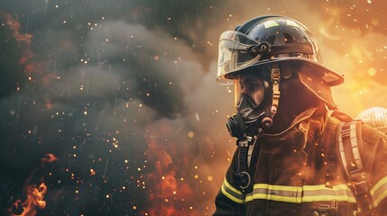 Fototapeta premium Strong and brave Firefighter.