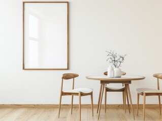 Minimalist Dining Room Interior with Wooden Table and Chairs