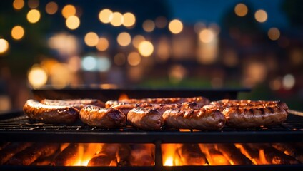 sausages on the grill outside