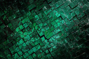 dark green stone abstract 3D background with squares, textured geometric backdrop, abstract textured blocks. Geometric shapes overlap creating harmonious abstract composition.