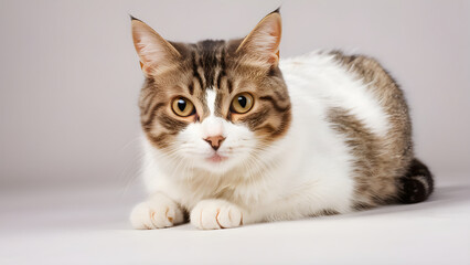 Beautiful white cat in empty room animals wallpaper