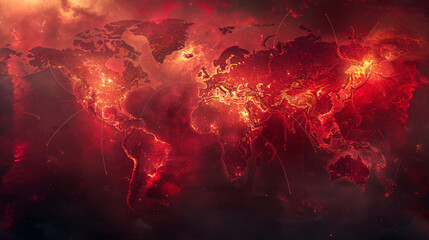  Picture a world map rendered in striking shades