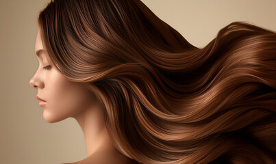 髪をなびかせる女性