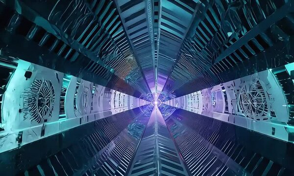 Looped Futuristic Metallic Alien Tunnel