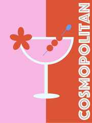 Cosmopolitan cocktail poster. Bar menu