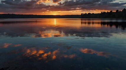 sunset over the river