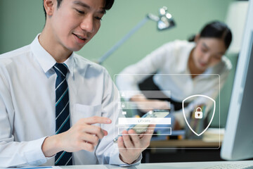 Concept of cyber security, information security and encryption, secure access to user's personal...