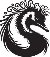 Emu Silhouette - Kangaroo island emu - Emu Bird -Emu zoo animal -vector of emu 