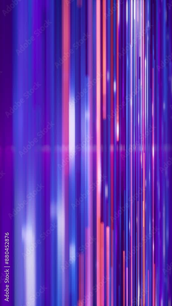 Poster looping 3d vertical video. abstract animated background of horizontal glowing neon lines, glowing tr
