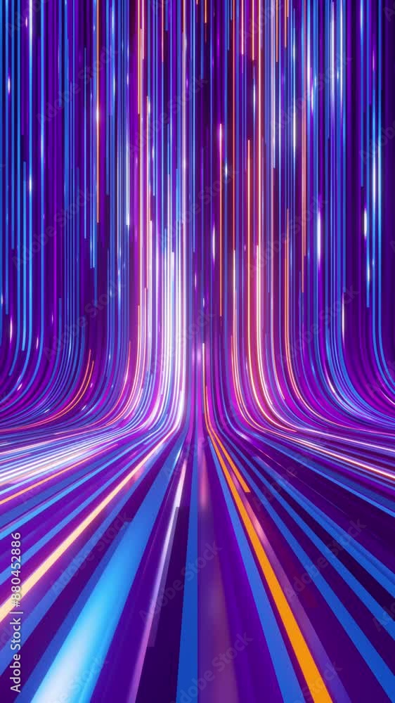Poster looped 3d vertical video. abstract animated background of multicolored stripes and ribbons gliding d