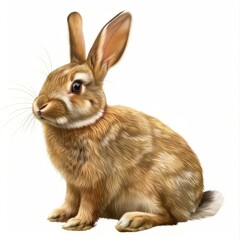 Obraz premium Brown Rabbit Sitting on Top of White Floor